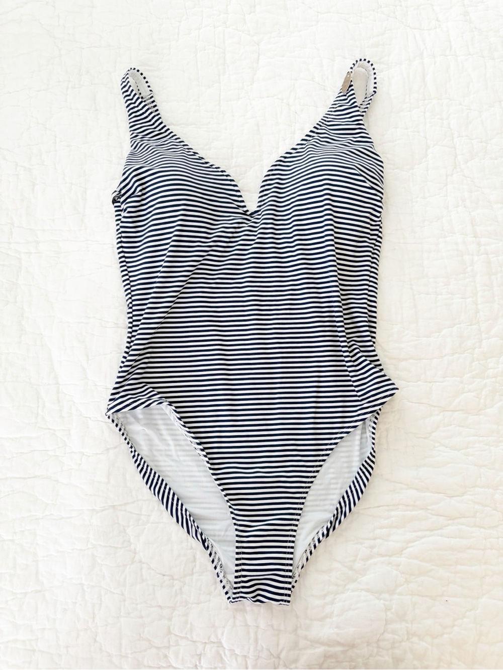 8• Nip Tuck Swim Navy and White Striped One-Piece Swimsuit